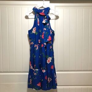 Floral Blue & Pink Halter Dress by Eliza J
